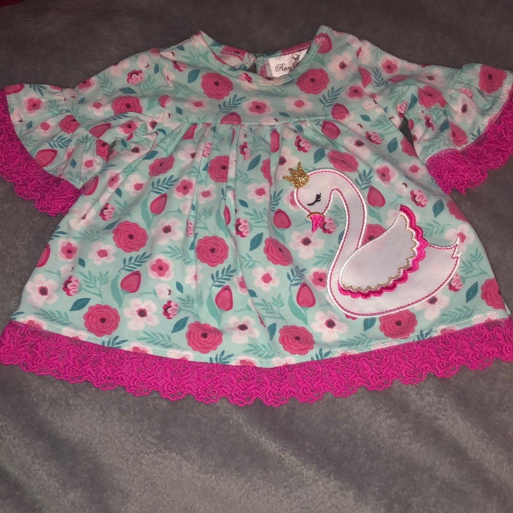 Swan/Floral/Lace Infants Tunic Top 3-6M